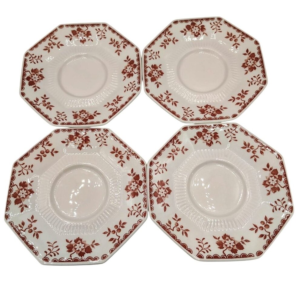 Saucer Plates Independence Ironstone Castleton 1950s Vintage Octagon Set of 4